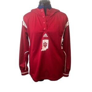 Adidas Indiana University IU Red & White Mesh Hooded Pullover Unisex | Size S